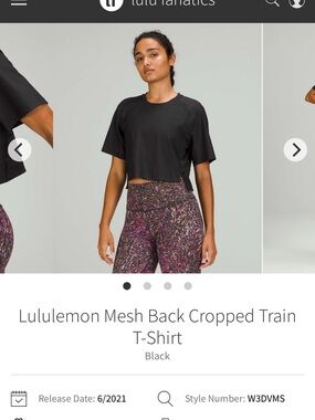 lululemon Mesh Back Cropped Train Tee (Workout Top)